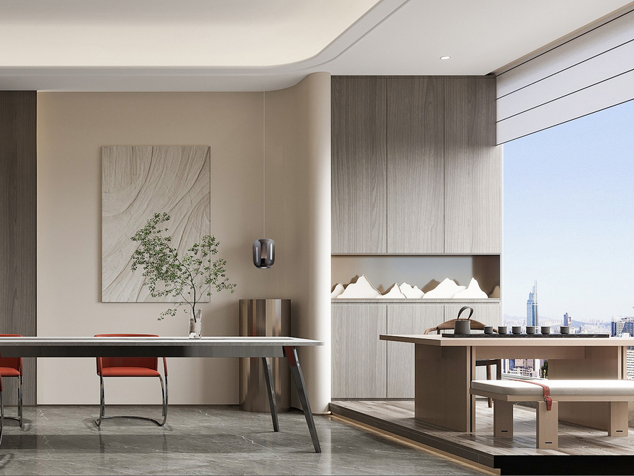 “现代轻奢・流动美学”   高端企业办公室装修设计项目(图3)