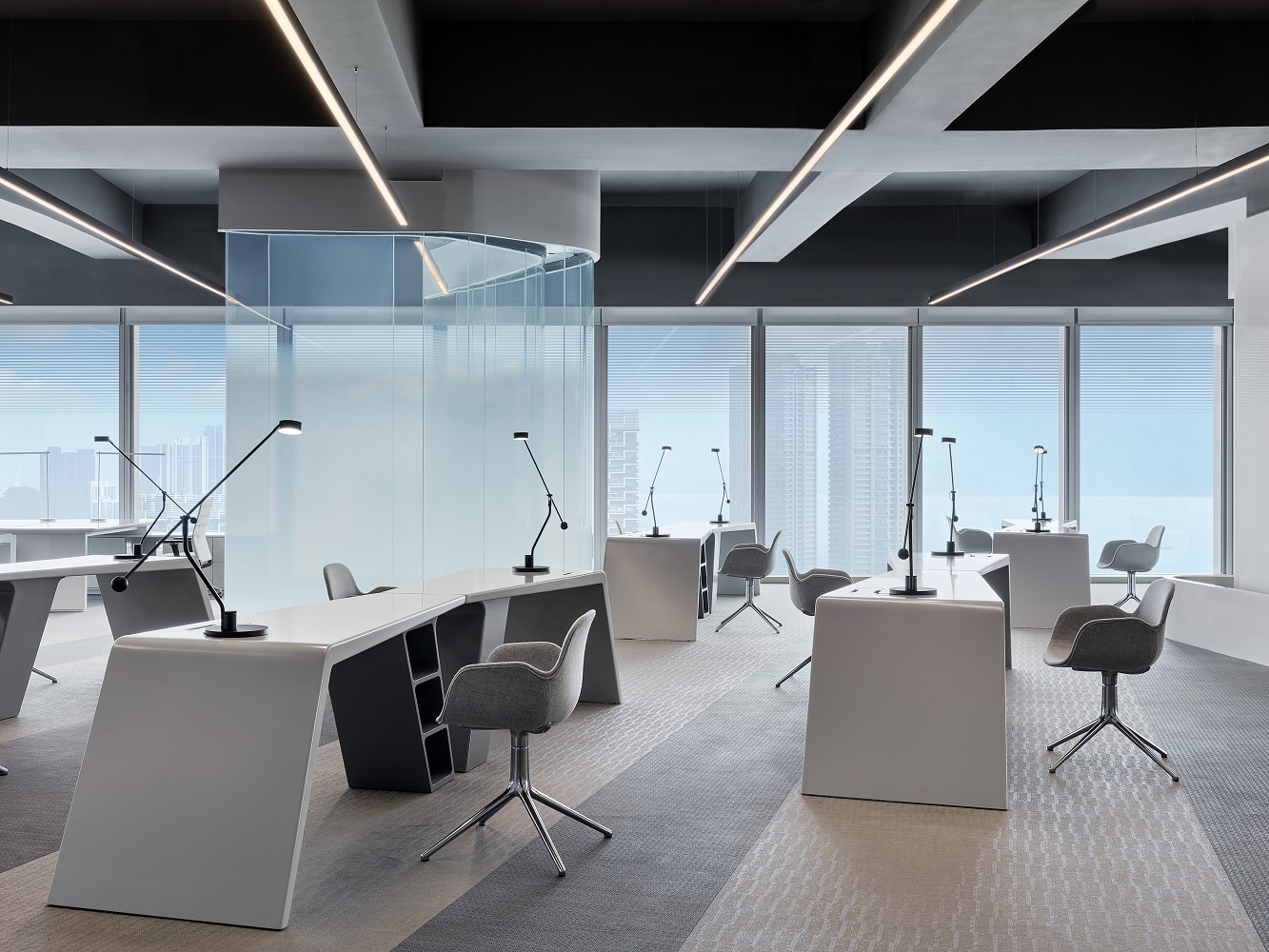现代极简风高端办公室装修设计全案(图1) 新站区2000平现代极简风高端办公室装修设计项目(图1)