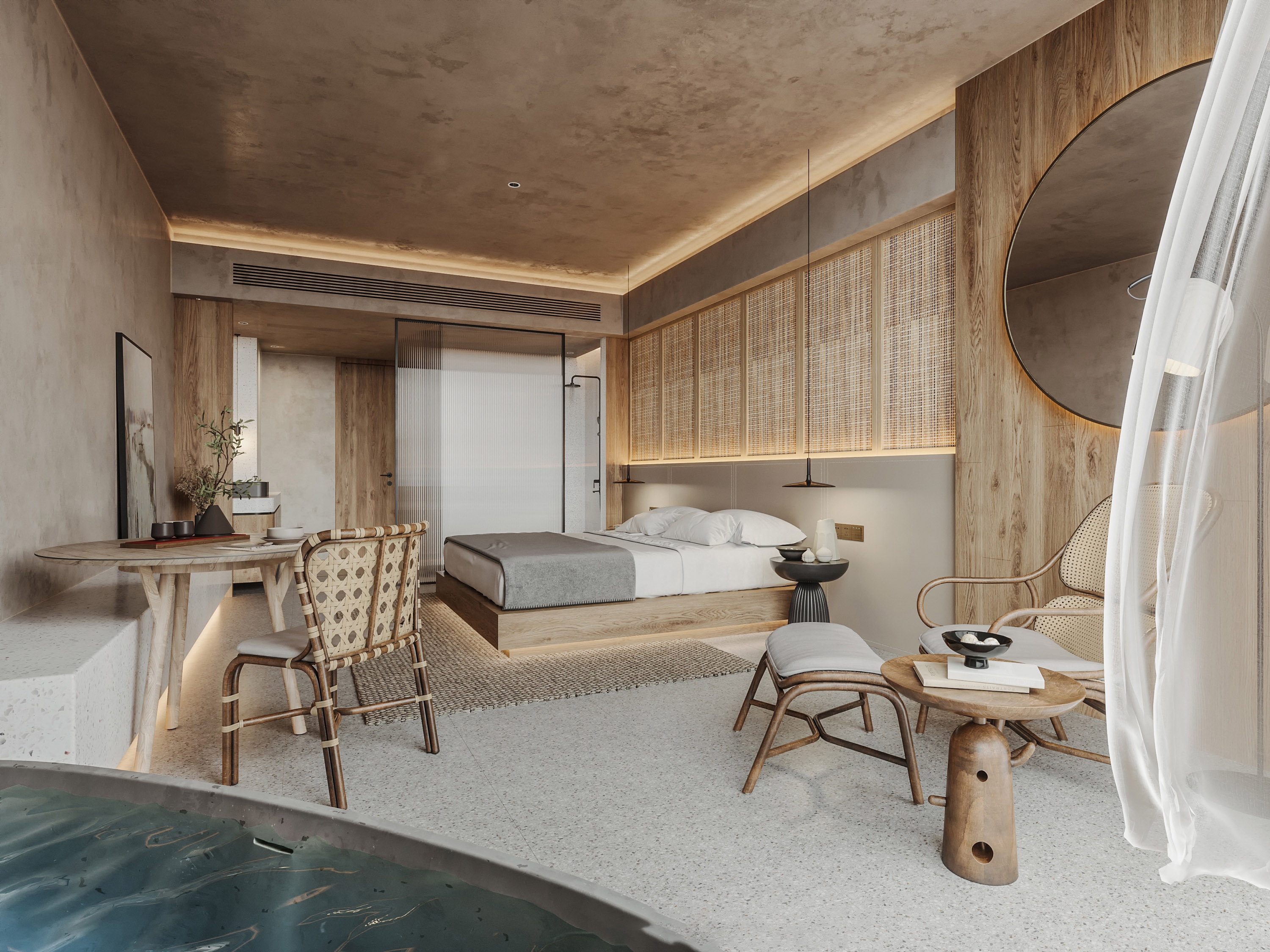 芜湖高端特色侘寂风民宿装修设计项目(图1)